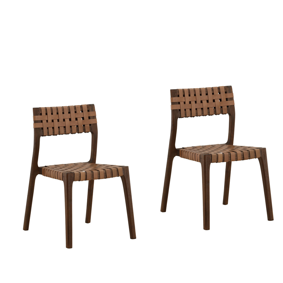 Leclaire Dining Chair Set of 2 Brown — Front Three-Quarter