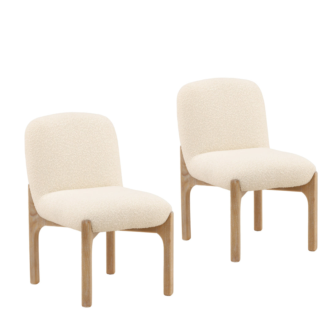 Emberly Dining Chair Set of 2 Cream — Front Three-Quarter