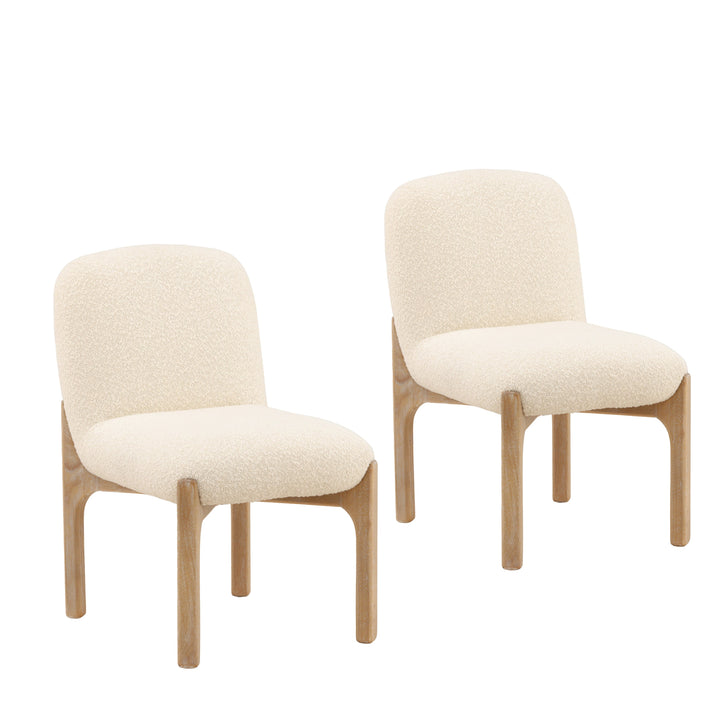 Emberly Dining Chair Set of 2 Cream — Front Three-Quarter