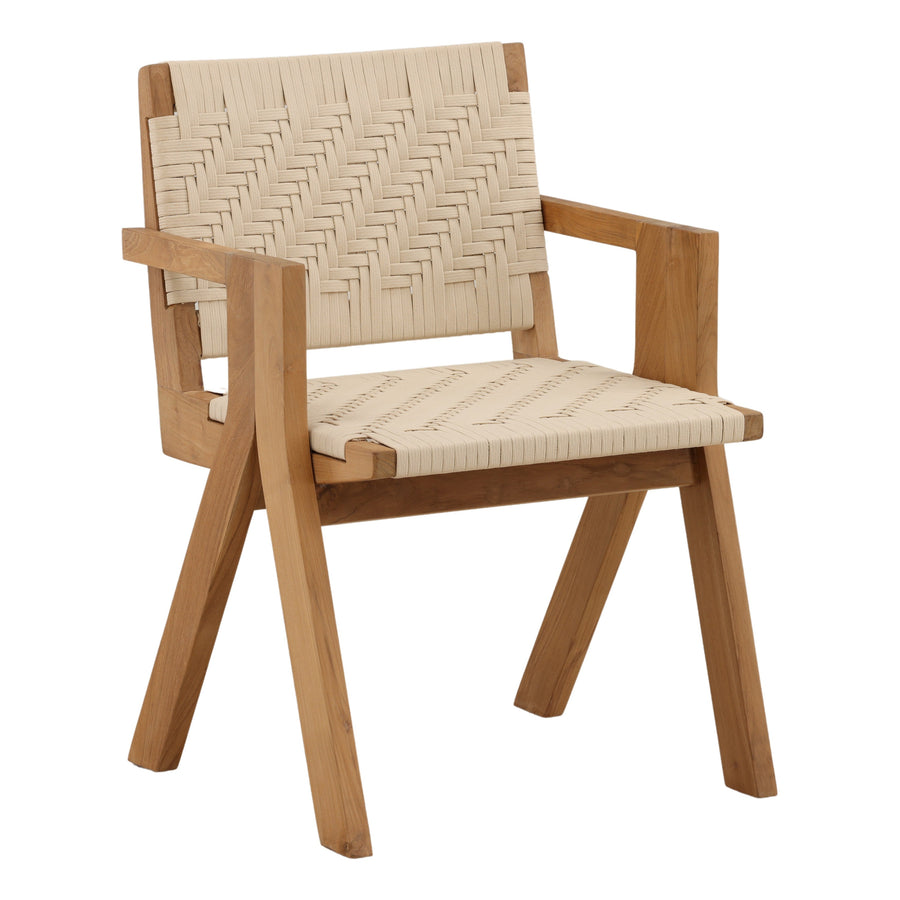 Meesa Outdoor Dining Chair Cream — Front Three-Quarter