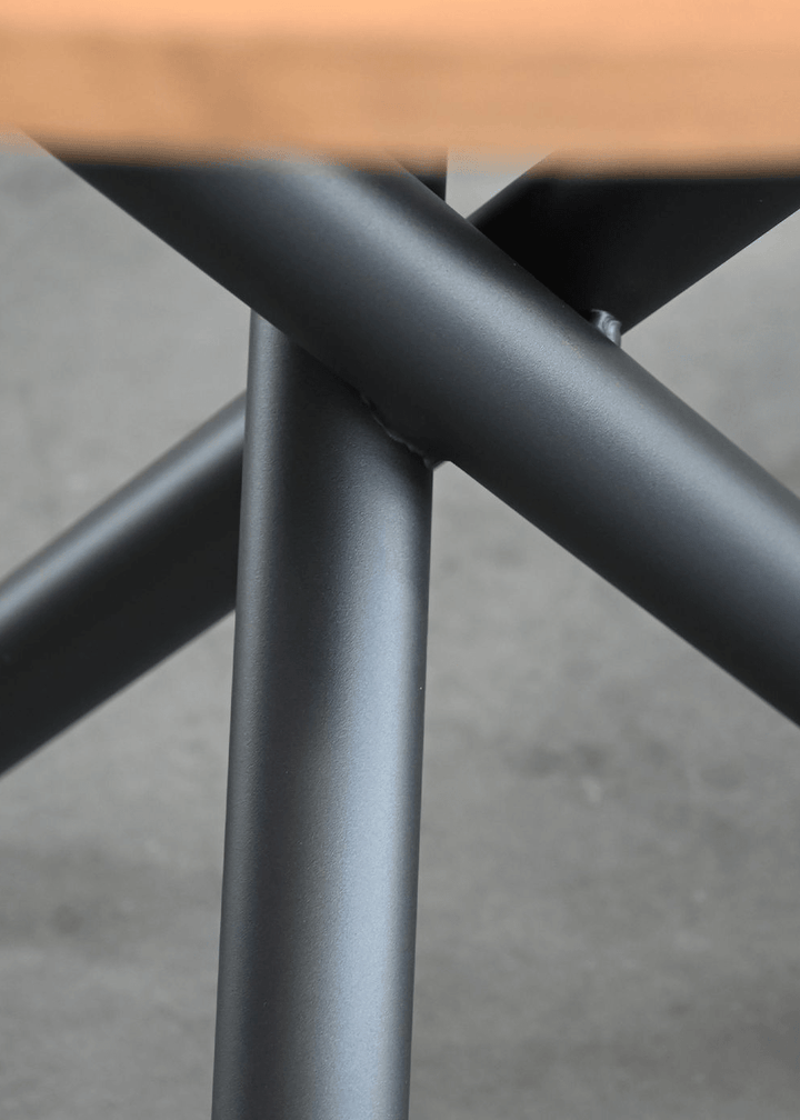Teak Top  Coal Powder Coated Base