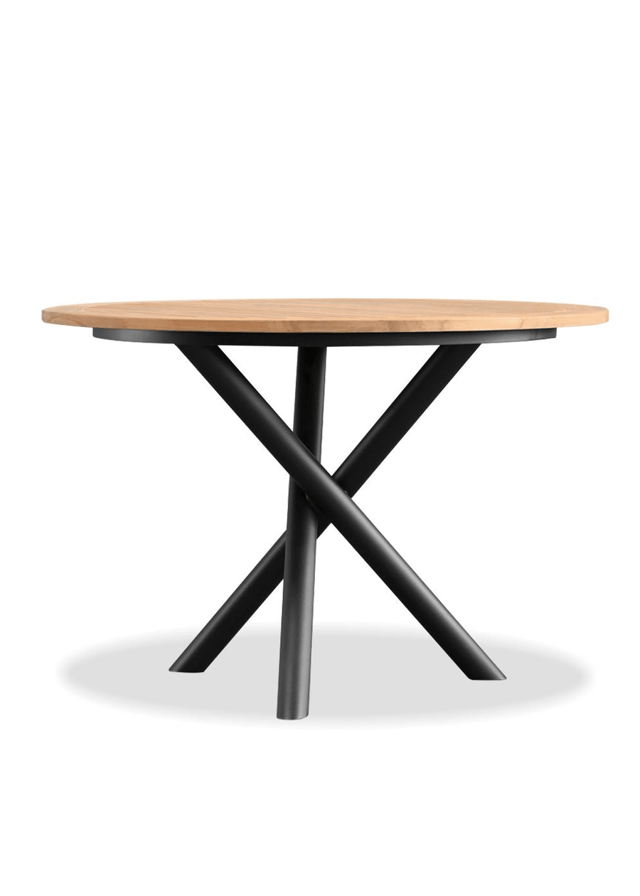 Teak Top  Coal Powder Coated Base