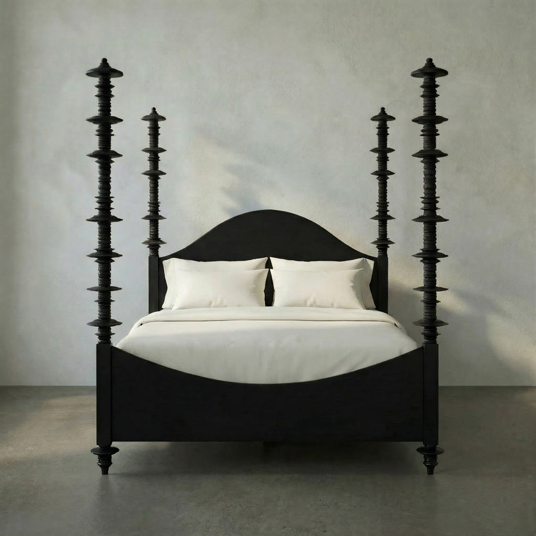 SwayLiving - Ferret Bed, Queen, Hand Rubbed Black - GBED109QHB