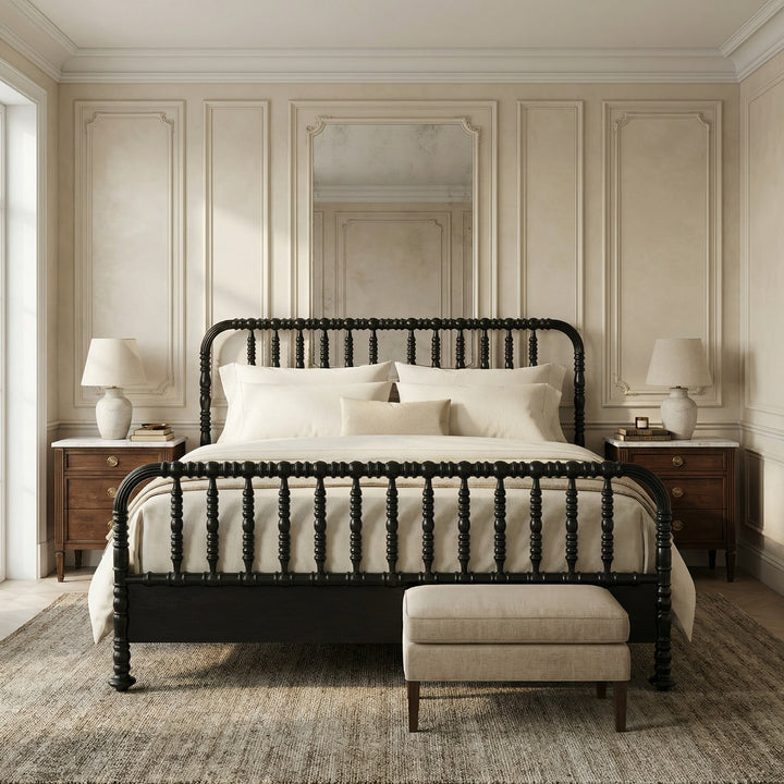 SwayLiving - Bachelor Bed, Eastern King, Hand Rubbed Black - GBED112EKHB
