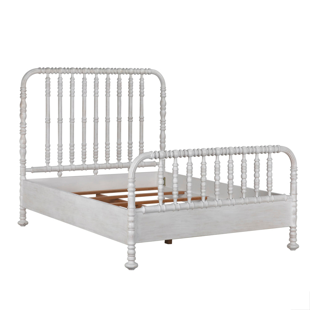 SwayLiving Bachelor Bed, Queen - White Wash