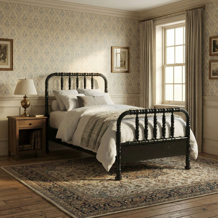SwayLiving - Bachelor Bed, Twin, Hand Rubbed Black - GBED112THB