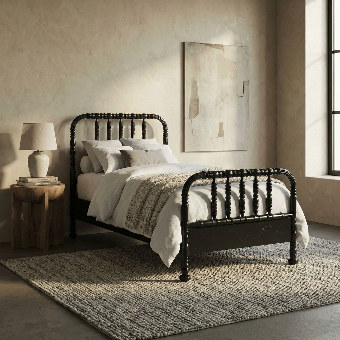 SwayLiving - Bachelor Bed, Twin, Hand Rubbed Black - GBED112THB