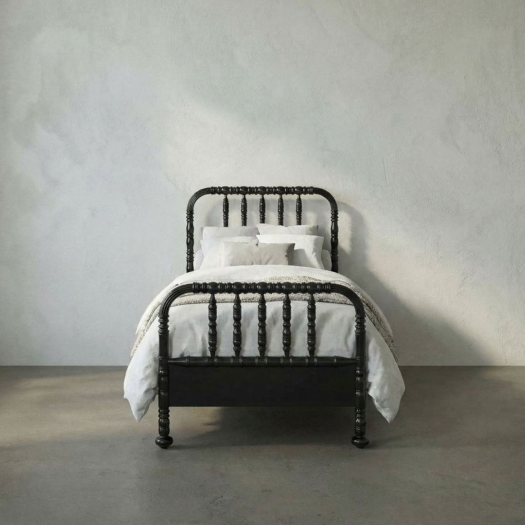 SwayLiving - Bachelor Bed, Twin, Hand Rubbed Black - GBED112THB