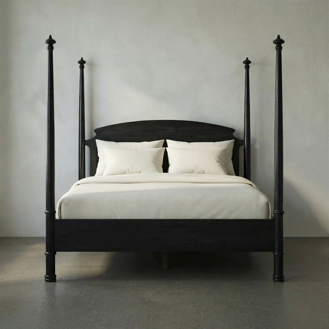 SwayLiving - New Douglas Bed, Eastern King, Hand Rubbed Black - GBED116EKHB-NEW