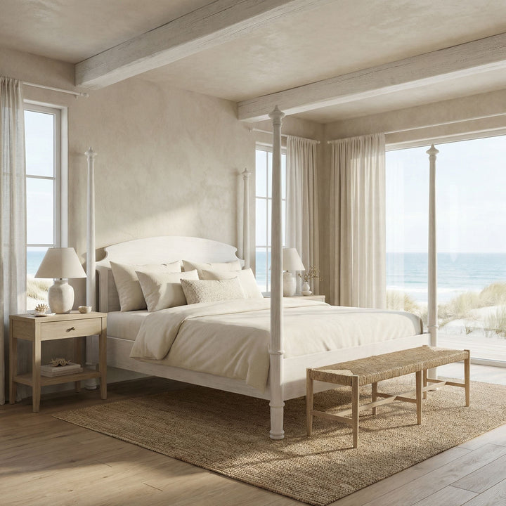 SwayLiving New Douglas Bed, Eastern King - White Wash
