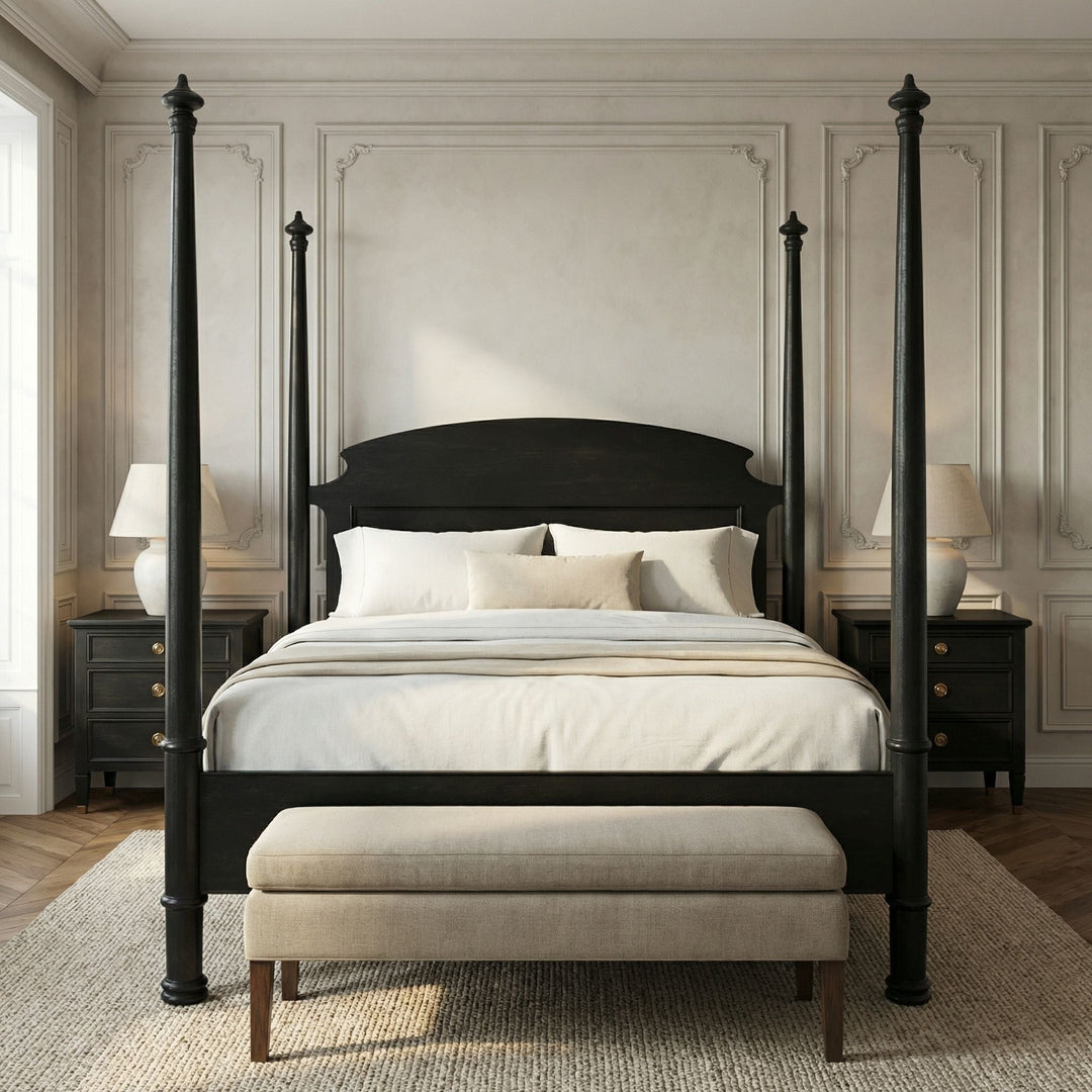 SwayLiving - New Douglas Bed, Queen, Hand Rubbed Black - GBED116QHB-NEW
