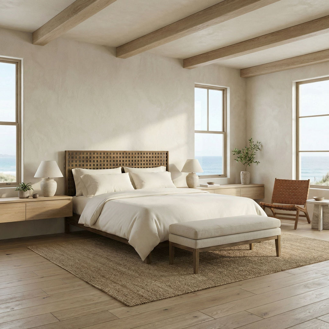 SwayLiving - Quinnton Bed, Eastern King, Teak - GBED134EKT