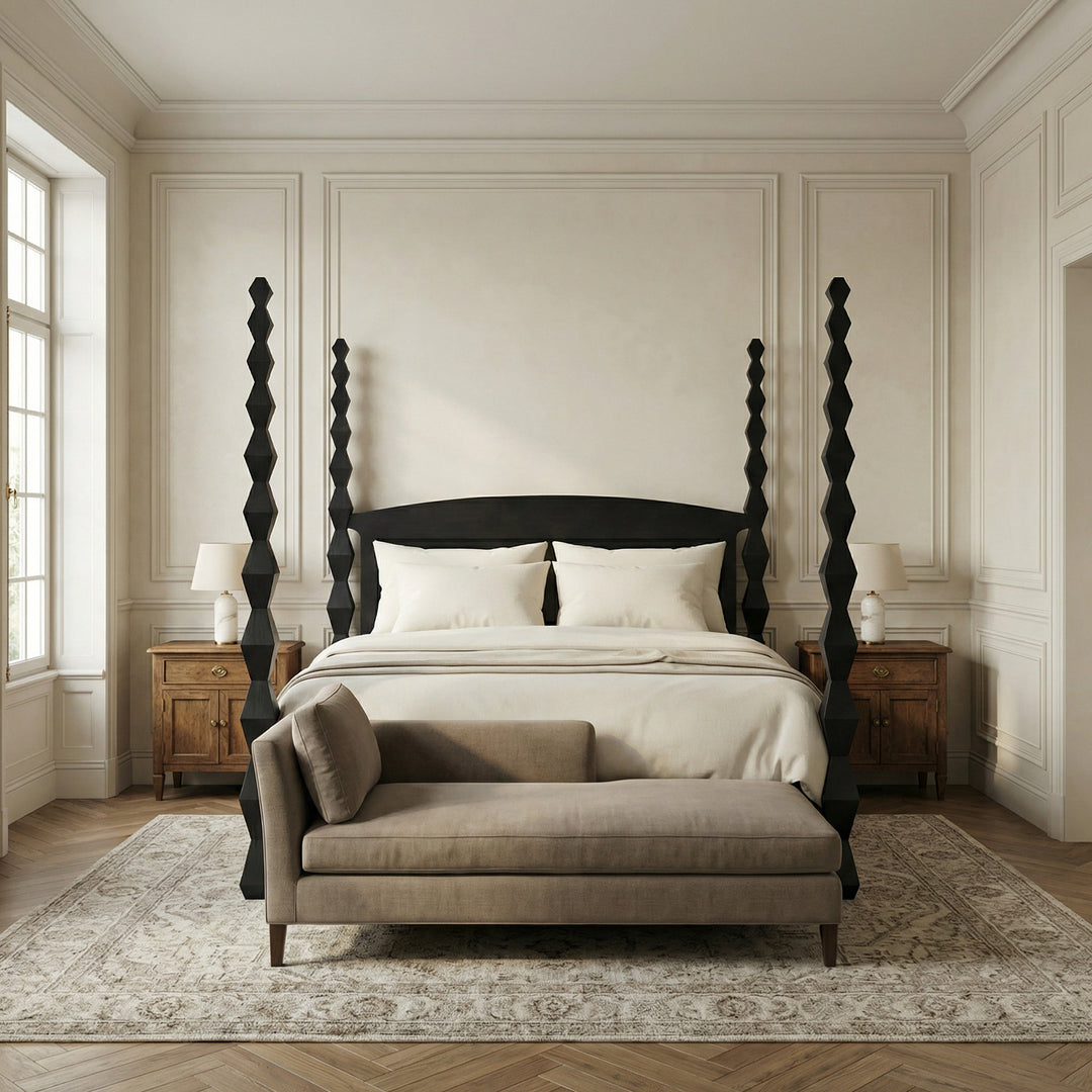 SwayLiving - Brancusi Bed, Eastern King, Hand Rubbed Black - GBED135EKHB