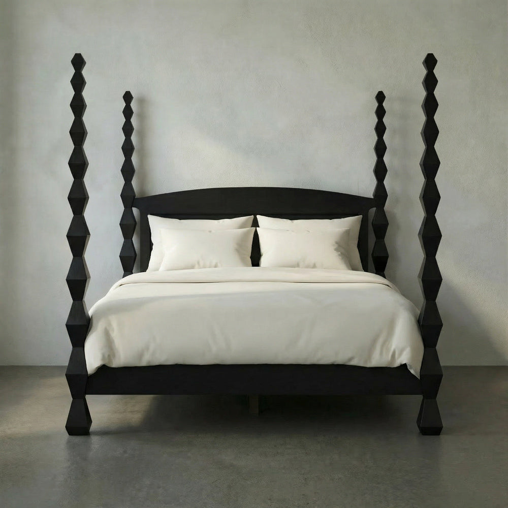 SwayLiving - Brancusi Bed, Eastern King, Hand Rubbed Black - GBED135EKHB