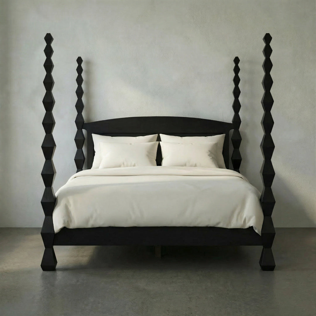 SwayLiving - Brancusi Bed, Eastern King, Hand Rubbed Black - GBED135EKHB