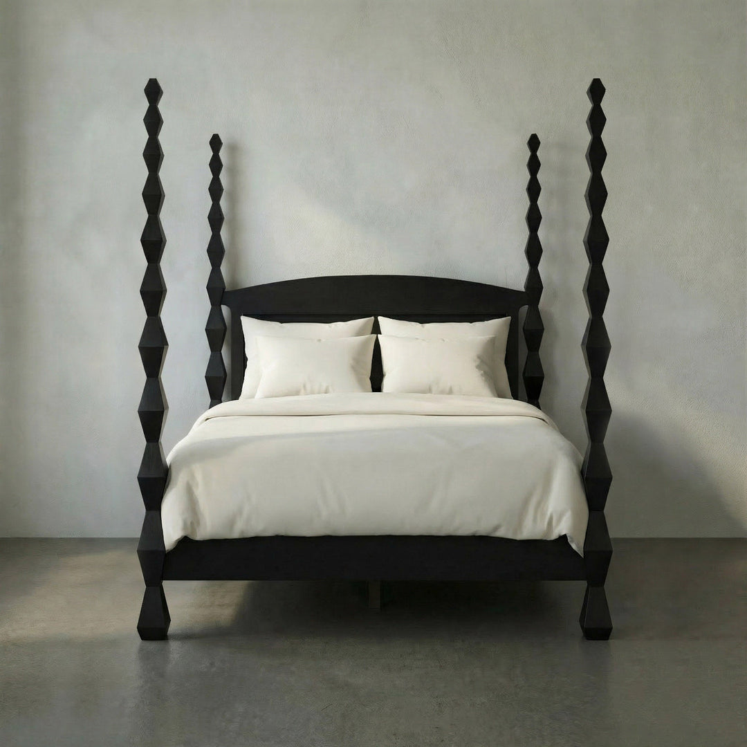 SwayLiving - Brancusi Bed, Queen, Hand Rubbed Black - GBED135QHB