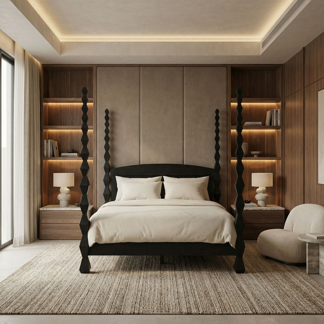 SwayLiving - Brancusi Bed, Queen, Hand Rubbed Black - GBED135QHB