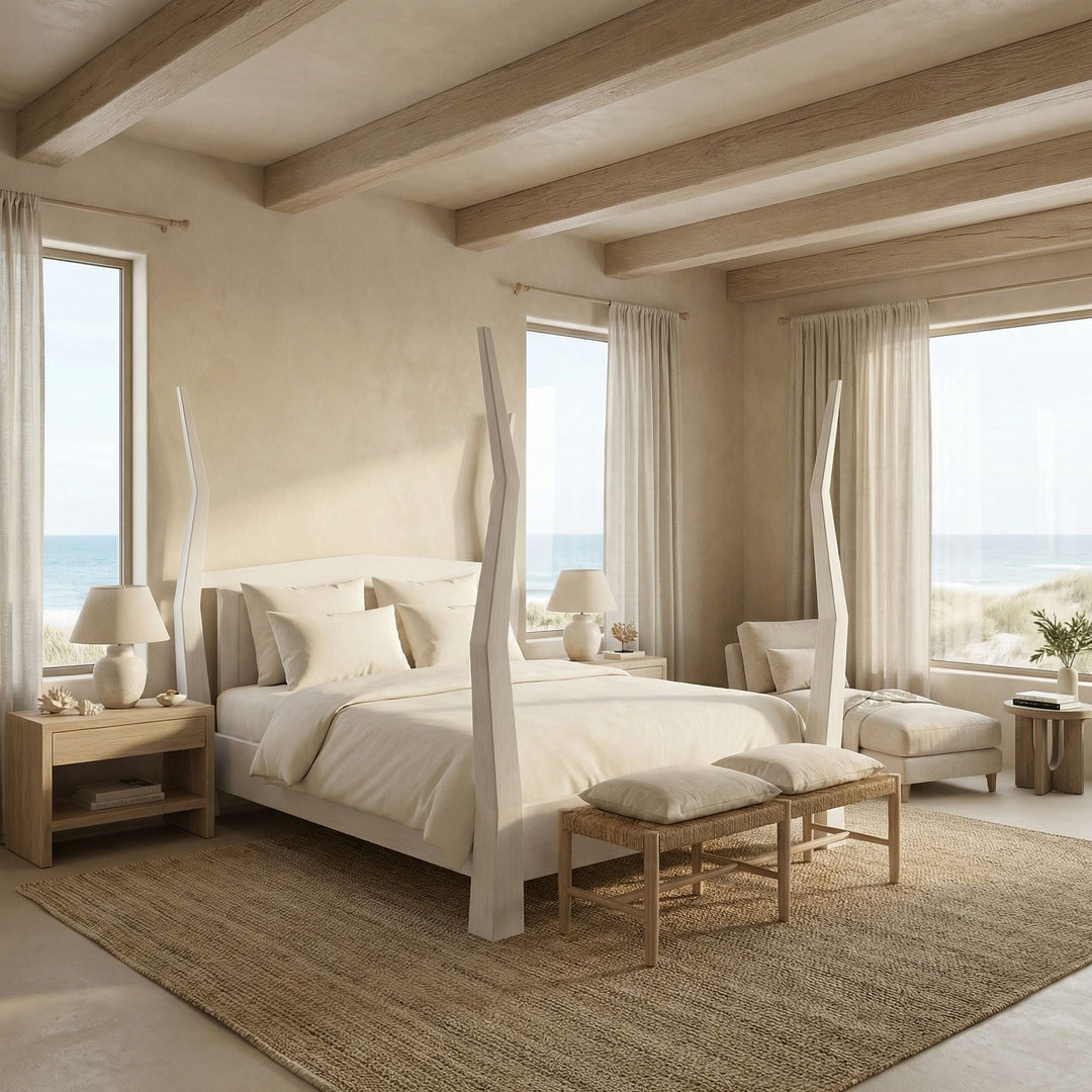 SwayLiving Patras Bed, Queen - White Wash