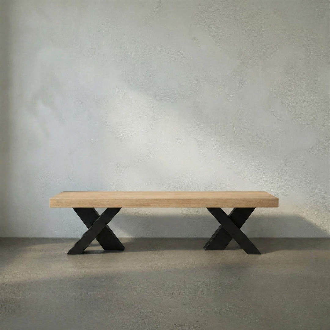 SwayLiving - Gravity Bench, White Oak with Metal - GBEN145WO