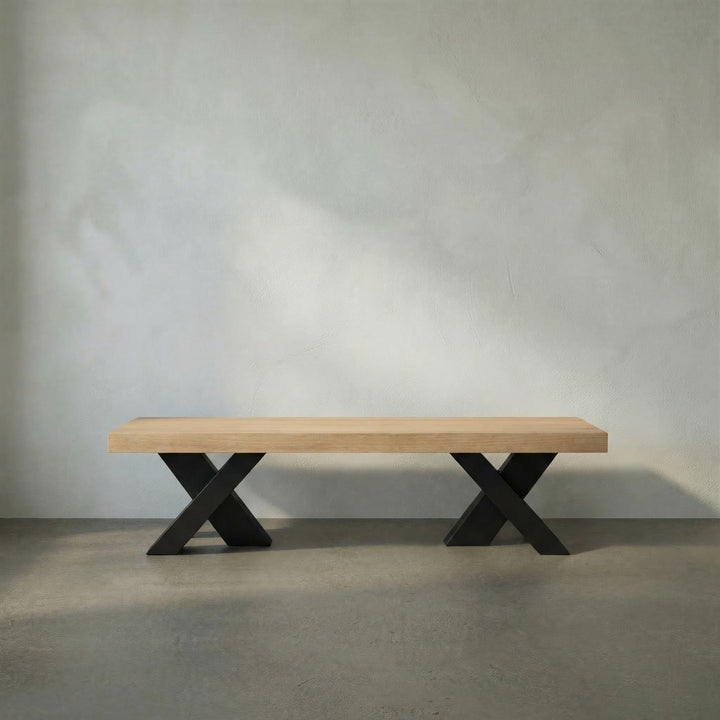 SwayLiving - Gravity Bench, White Oak with Metal - GBEN145WO
