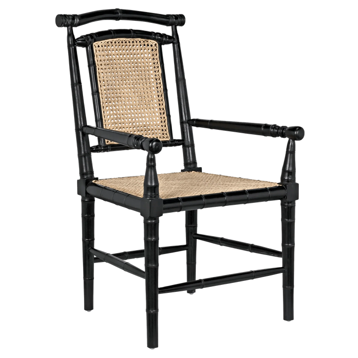 SwayLiving Colonial Bamboo Arm Chair, Hand Rubbed Black - Set of 2 DINING CHAIRS