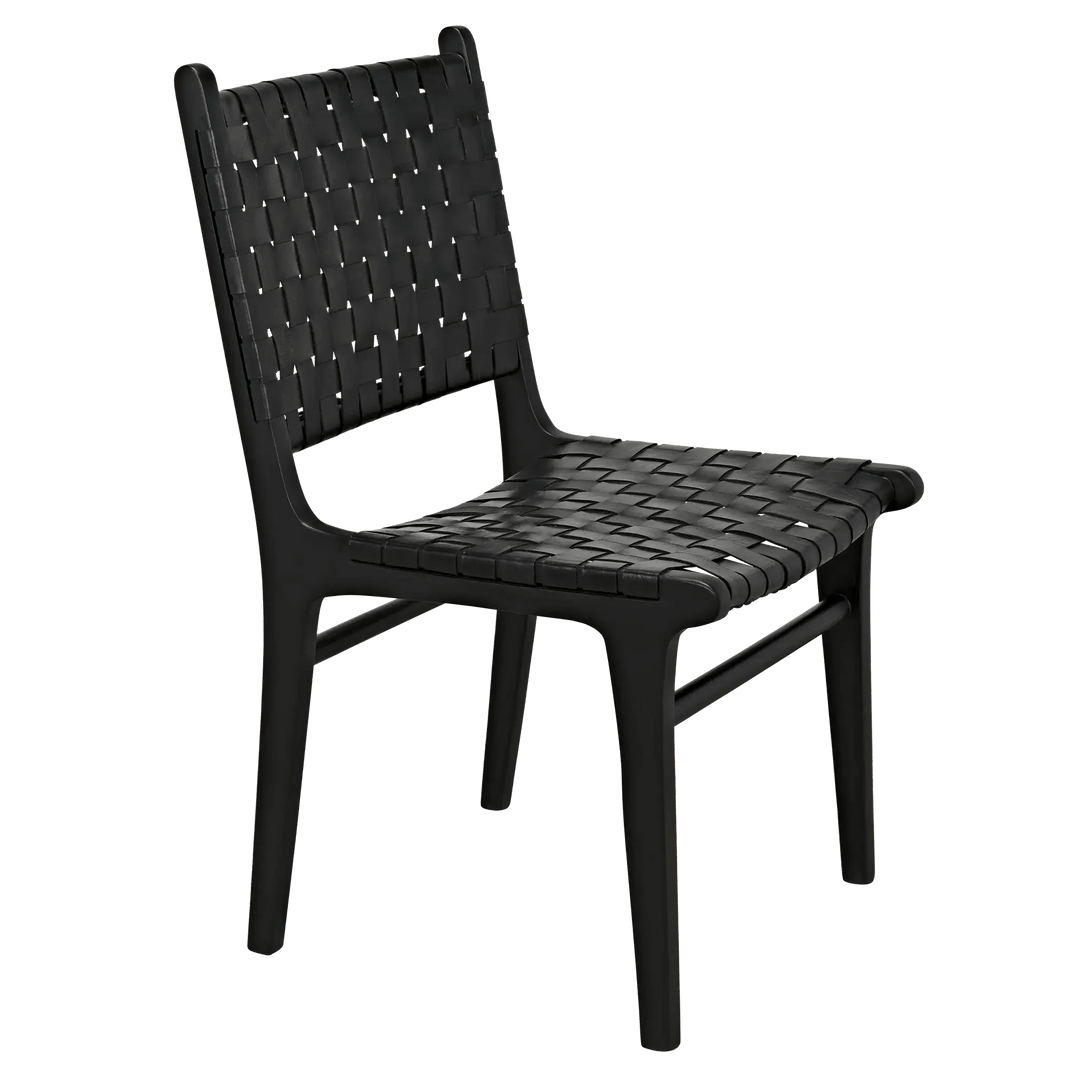 SwayLiving Dede Dining Chair, Leather, Black - Set of 2 DINING CHAIRS