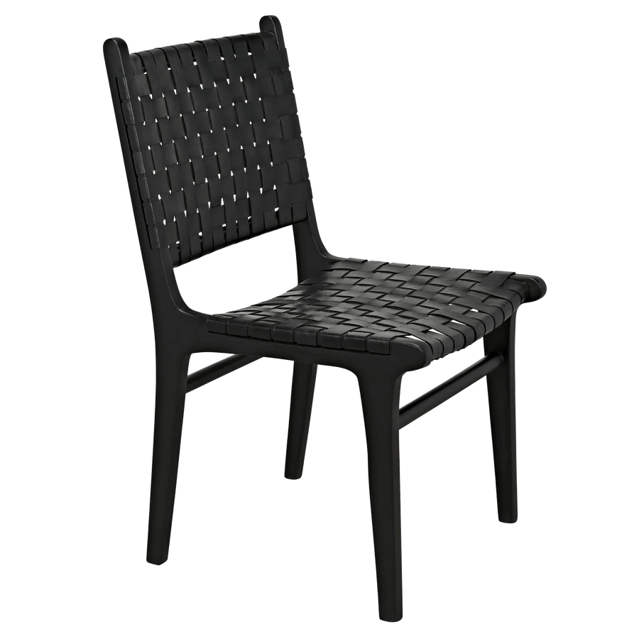 SwayLiving Dede Dining Chair, Leather, Black - Set of 2 DINING CHAIRS
