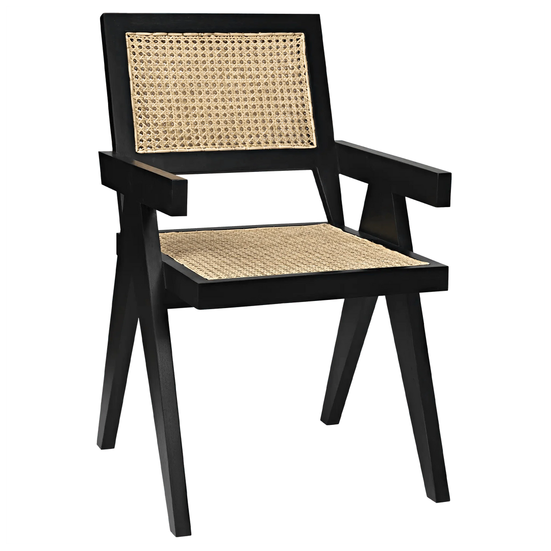 SwayLiving Jude Chair with Caning, Black - Set of 2 DINING CHAIRS
