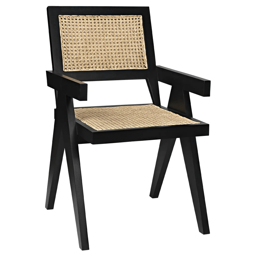 SwayLiving Jude Chair with Caning, Black - Set of 2 DINING CHAIRS