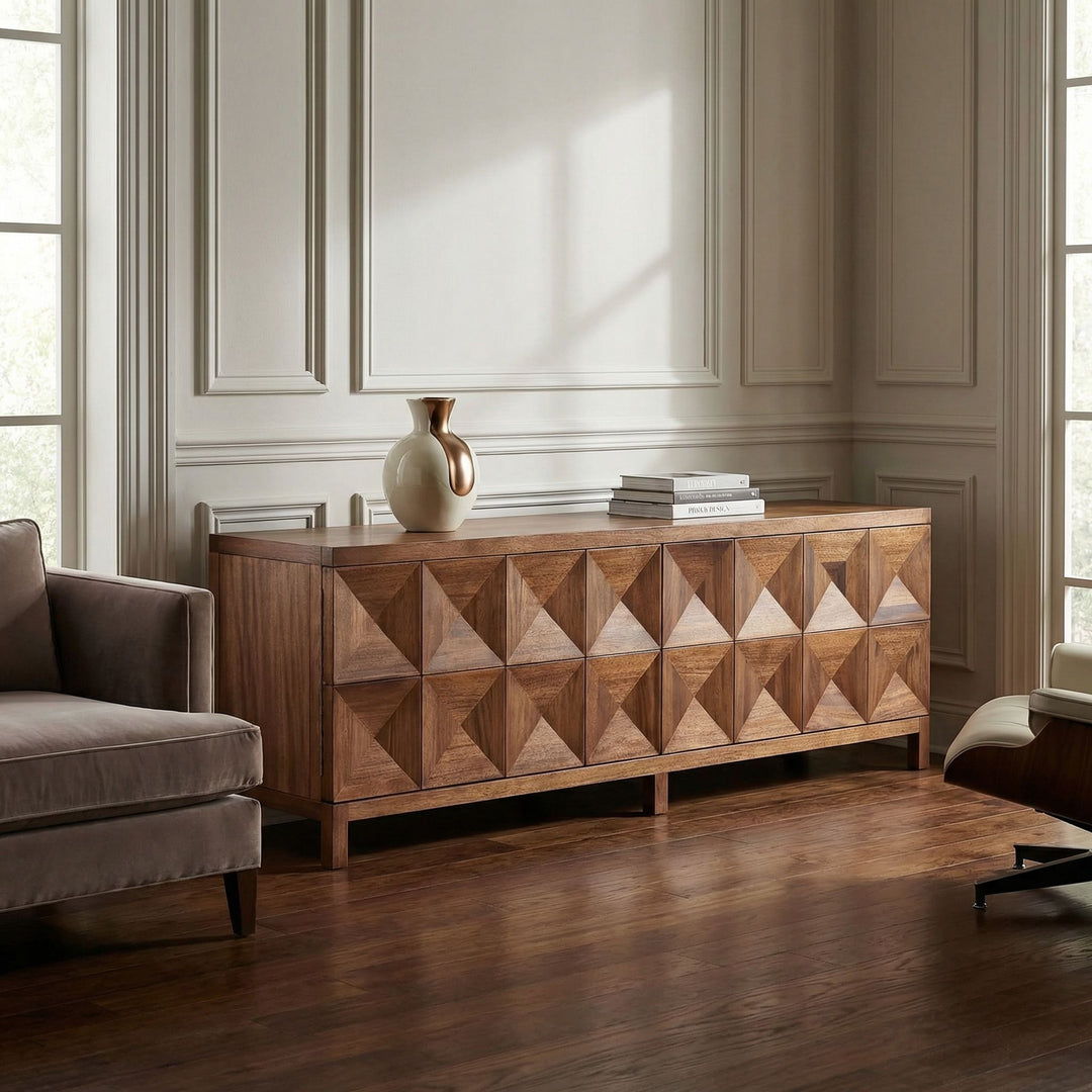 SwayLiving - Quadrant 4 Door Sideboard, Dark Walnut - GCON231DW-4
