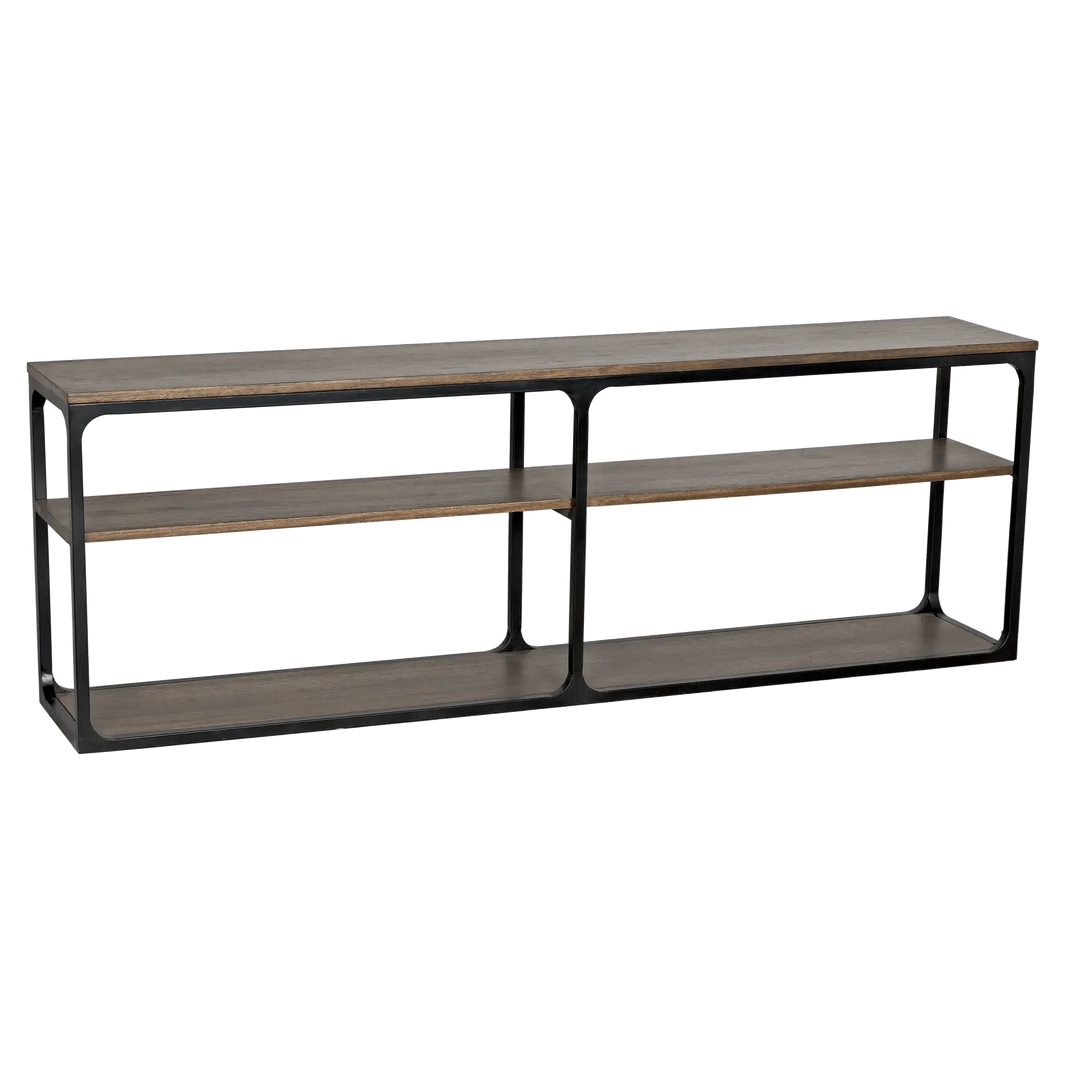 SwayLiving Novie Console, Large, Black Steel with Dark Walnut CONSOLE TABLES