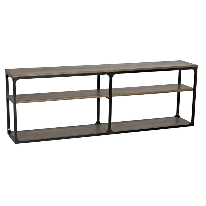 SwayLiving Novie Console, Large, Black Steel with Dark Walnut CONSOLE TABLES