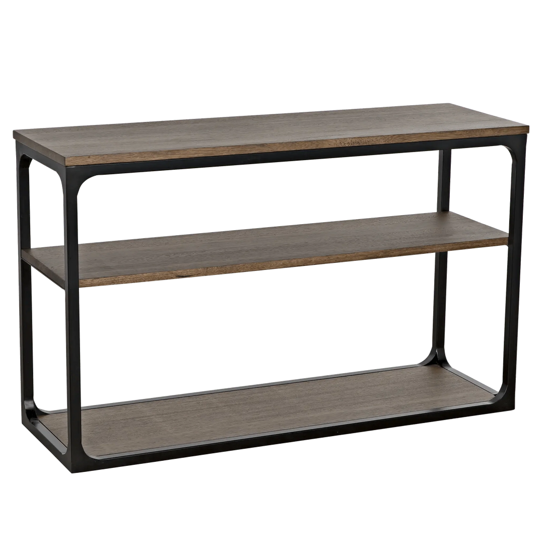 SwayLiving Novie Console, Small, Black Steel with Dark Walnut CONSOLE TABLES