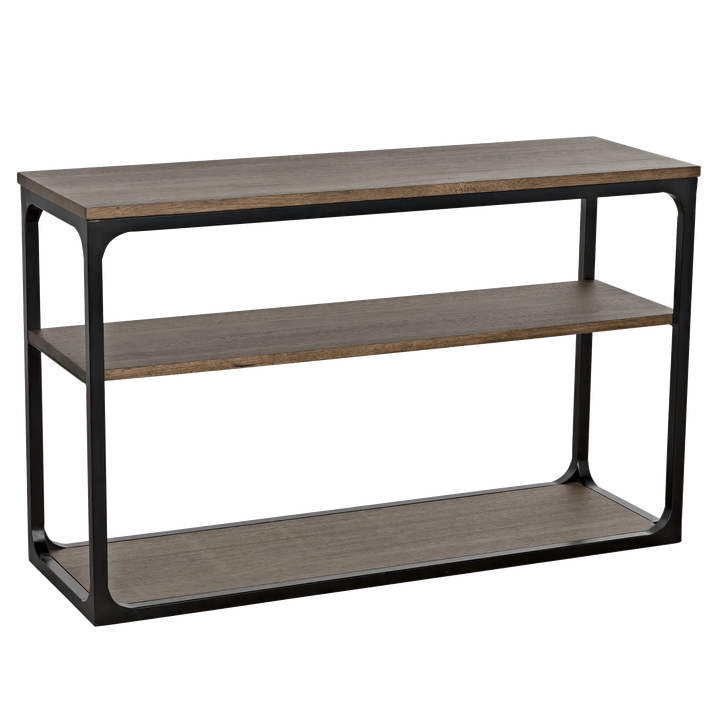 SwayLiving Novie Console, Small, Black Steel with Dark Walnut CONSOLE TABLES