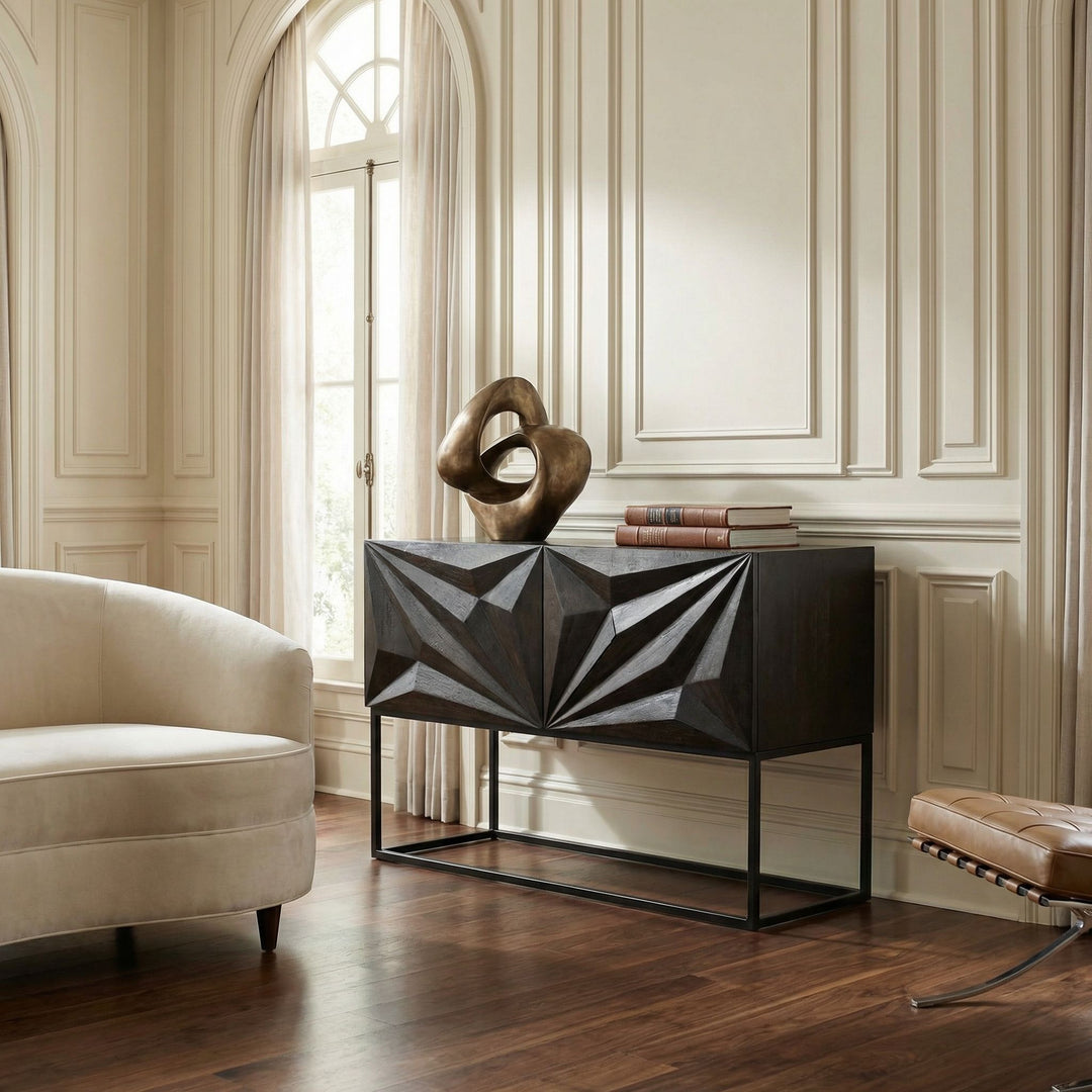 SwayLiving - Small Zurich Console, Ebony Walnut with Iron - GCON262EB-S
