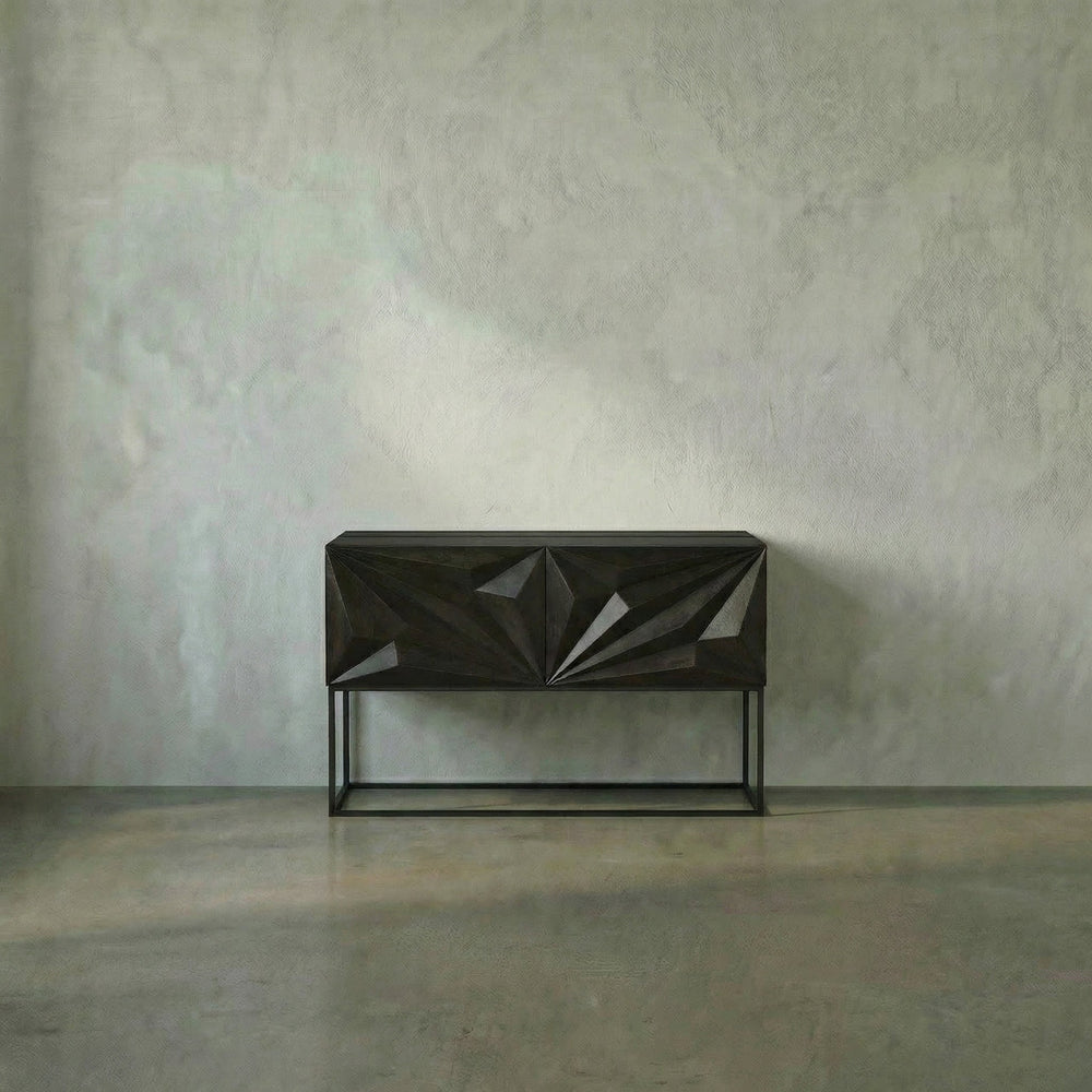 SwayLiving - Small Zurich Console, Ebony Walnut with Iron - GCON262EB-S