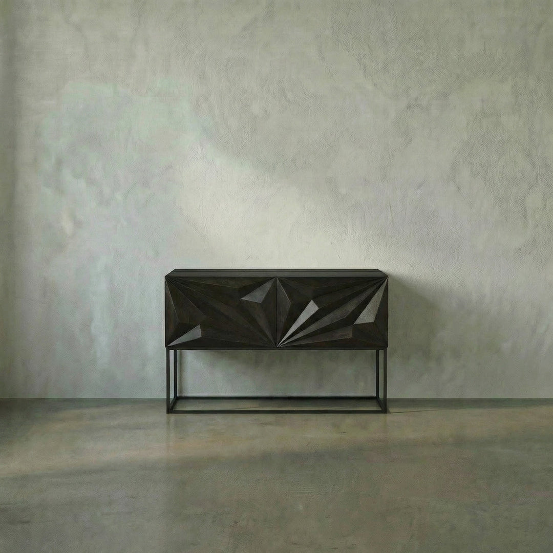 SwayLiving - Small Zurich Console, Ebony Walnut with Iron - GCON262EB-S