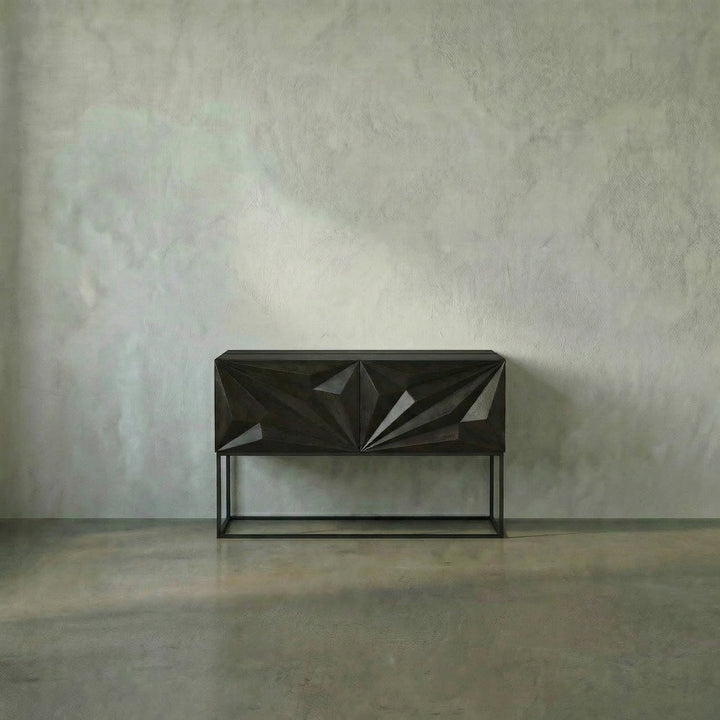SwayLiving - Small Zurich Console, Ebony Walnut with Iron - GCON262EB-S