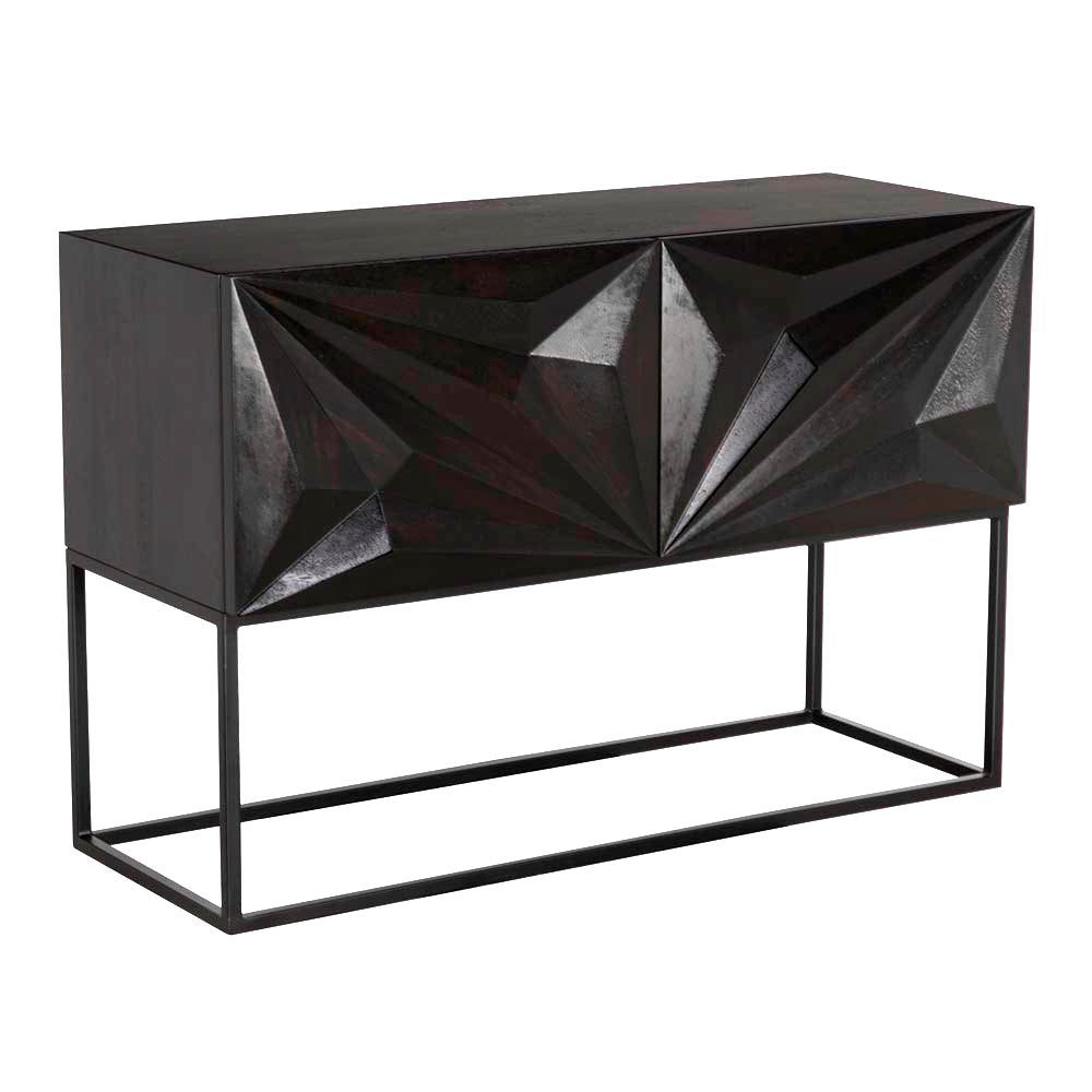 SwayLiving - Small Zurich Console, Ebony Walnut with Iron - GCON262EB-S