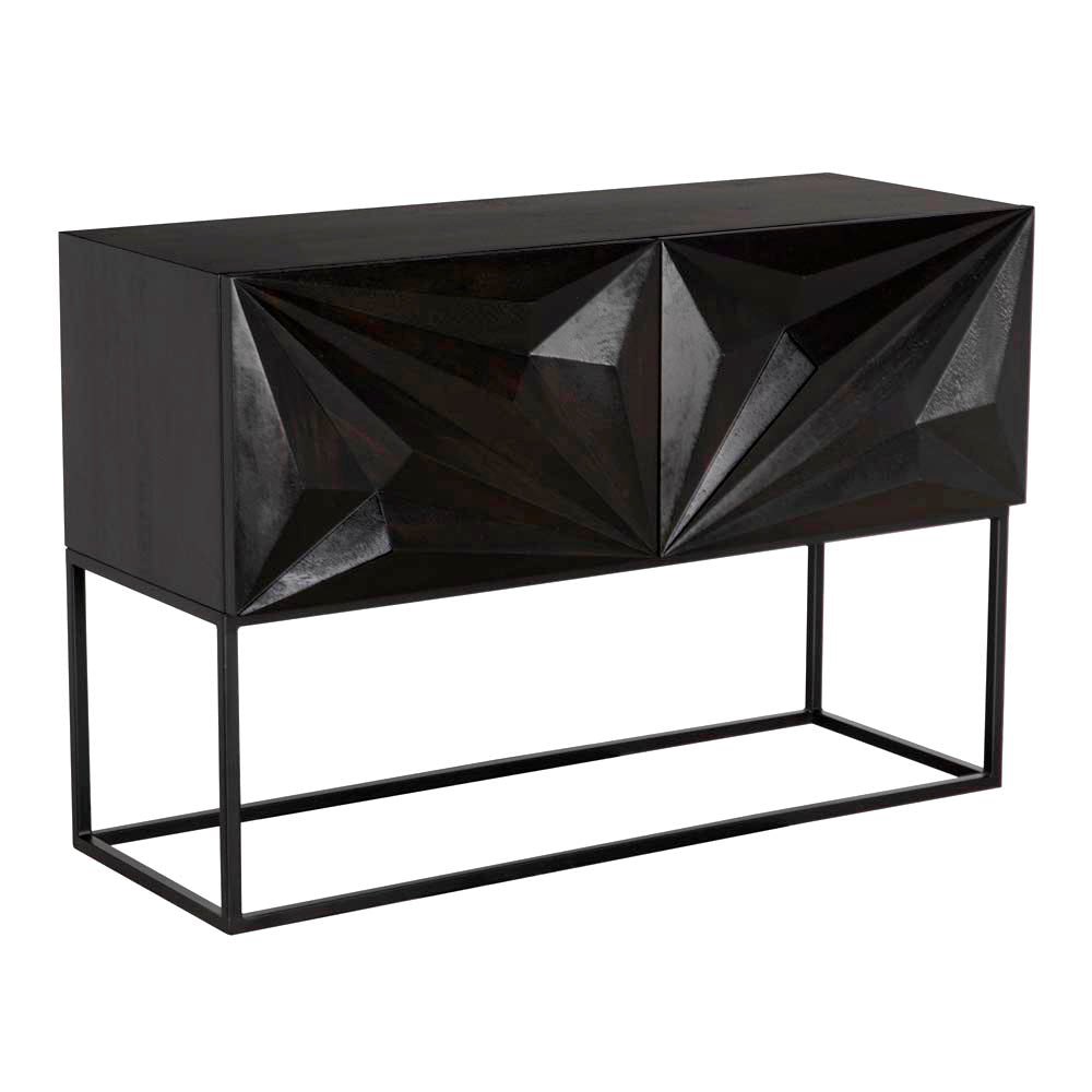 SwayLiving - Small Zurich Console, Ebony Walnut with Iron - GCON262EB-S