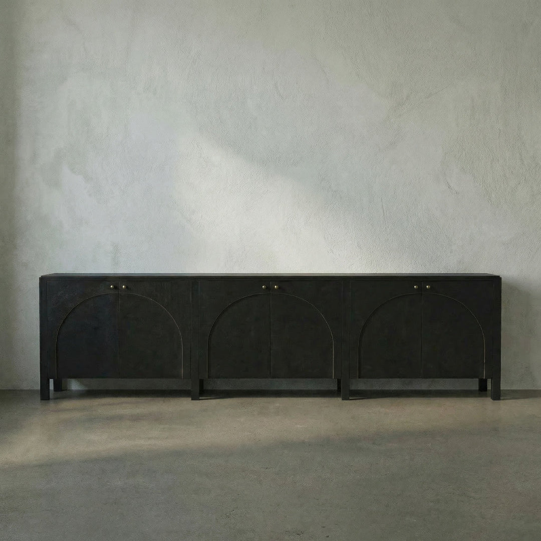 SwayLiving - Weston Sideboard, Hand Rubbed Black with Light Brown Trim - GCON386HB-XL