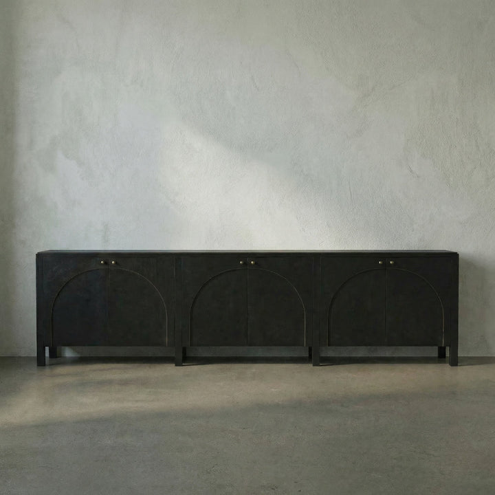 SwayLiving - Weston Sideboard, Hand Rubbed Black with Light Brown Trim - GCON386HB-XL