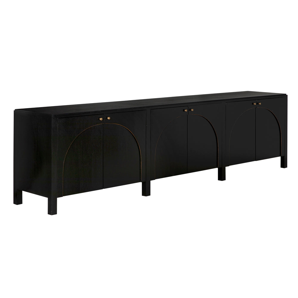 SwayLiving - Weston Sideboard, Hand Rubbed Black with Light Brown Trim - GCON386HB-XL