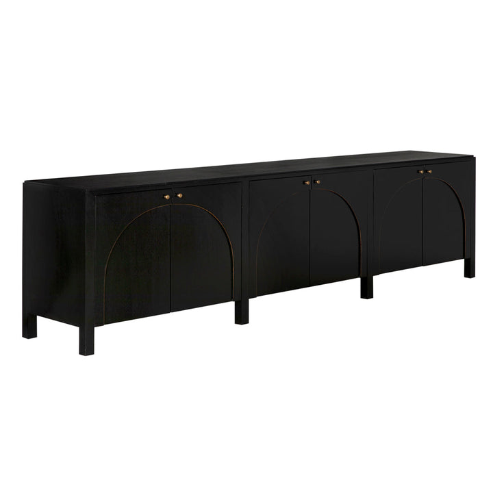 SwayLiving - Weston Sideboard, Hand Rubbed Black with Light Brown Trim - GCON386HB-XL