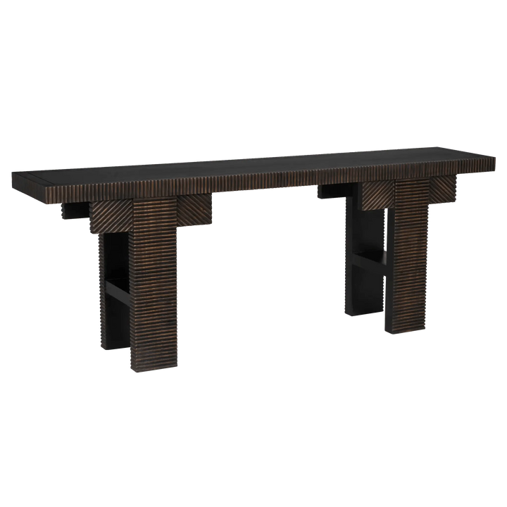 SwayLiving Nabu Console, Hand Rubbed Black with Light Brown Trim CONSOLE TABLES