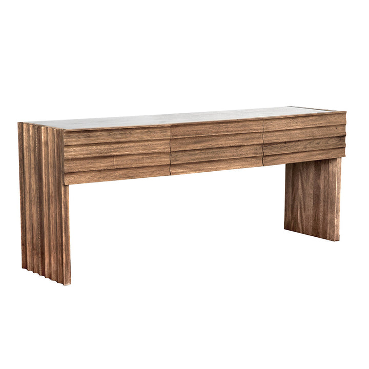SwayLiving - Wolf Console with White Marble Top, Dark Walnut - GCON460DW