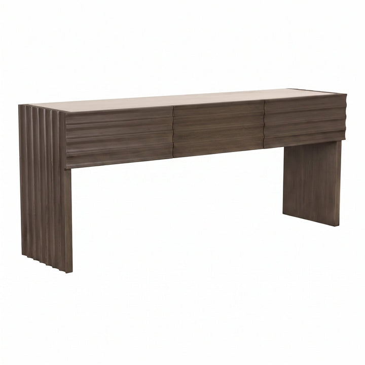 SwayLiving Wolf Console with White Marble Top - Greige Walnut