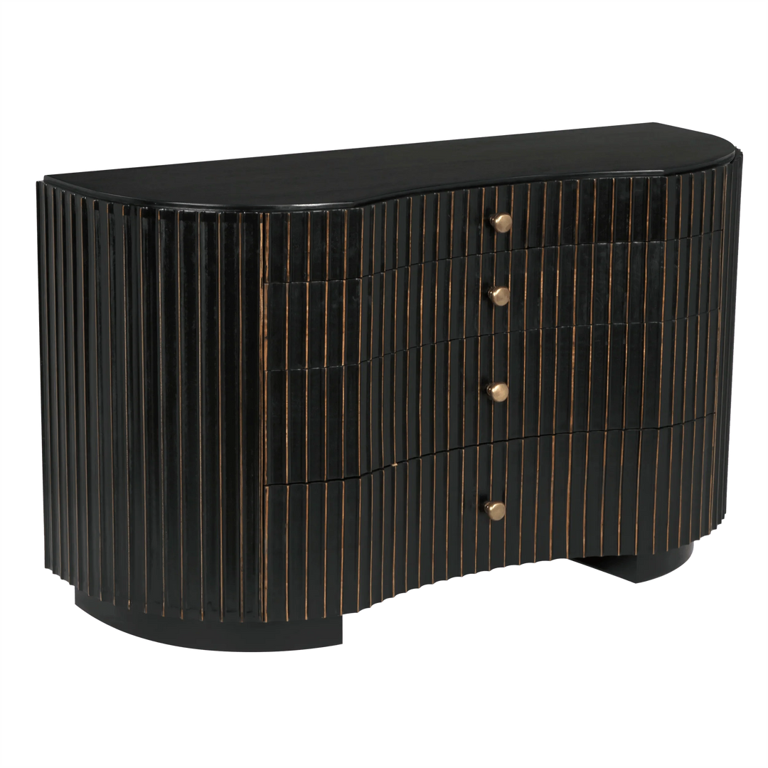 SwayLiving Irene Dresser, Hand Rubbed Black with Light Brown Trim DRESSERS