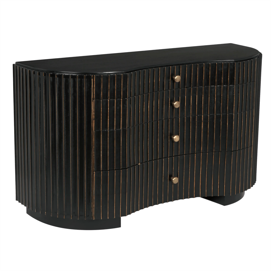 SwayLiving Irene Dresser, Hand Rubbed Black with Light Brown Trim DRESSERS