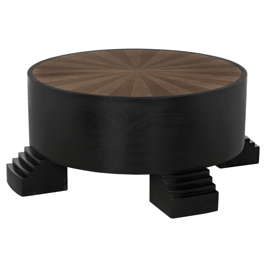 Tambour Coffee Table, Hand Rubbed Black with Veneer Top COFFEE TABLES SwayLiving